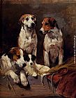 John Emms Wall Art - Three Hounds With A Terrier